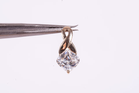 Ladies 14k Yellow Gold Cushion Cut CZ Pendant