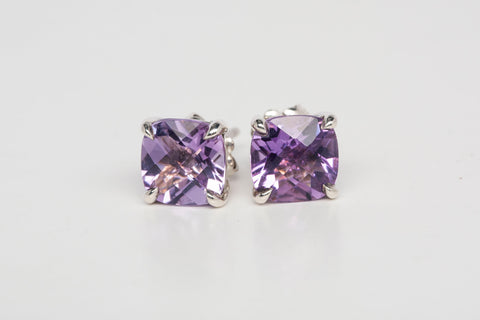 Authentic Tiffany and Co Sterling Silver Amethyst Sparklers Stud Earrings