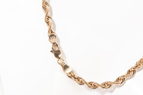 Unisex 10k Yellow Gold 3.7mm Rope Style Chain