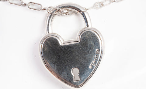 Authentic Tiffany & Co. .925 Sterling Silver Heart Lock Pendant Necklace 26"