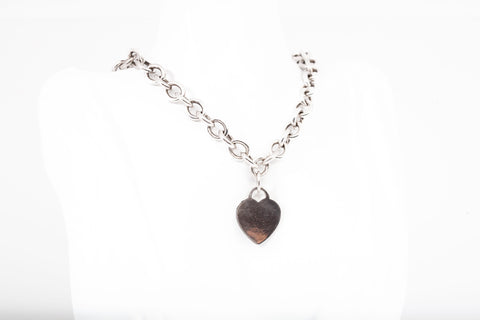 Authentic Tiffany & Co Sterling Silver Chain Link Heart Tag Choker