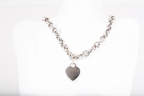 Authentic Tiffany & Co Sterling Silver Chain Link Heart Tag Choker