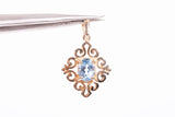 Ladies 14k Yellow Gold Blue Topaz Filigree Pendant