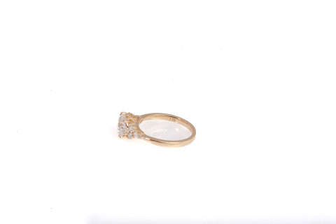 New Round Cut Lab Grown Diamond 2.22 TCW Snowdrift Engagement Ring 14k Yellow Gold