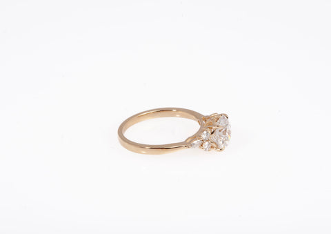 New Round Cut Lab Grown Diamond 2.22 TCW Snowdrift Engagement Ring 14k Yellow Gold