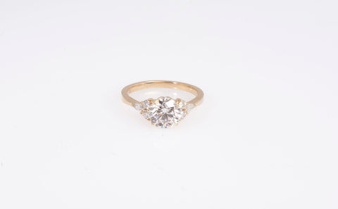 New Round Cut Lab Grown Diamond 2.22 TCW Snowdrift Engagement Ring 14k Yellow Gold