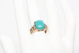 Gorgeous Turquoise 14k Yellow Gold Statement Ring w/ Diamond Accents .100 CTW - Size 6.5