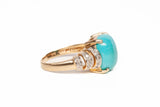 Gorgeous Turquoise 14k Yellow Gold Statement Ring w/ Diamond Accents .100 CTW - Size 6.5