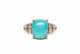 Gorgeous Turquoise 14k Yellow Gold Statement Ring w/ Diamond Accents .100 CTW - Size 6.5