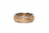 14k Two-Tone Engraved Wide Band Size 6.25