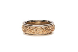 14k Two-Tone Engraved Wide Band Size 6.25