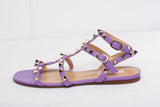 Authentic Valentino Purple Garavani Rockstud Calfskin Sandal with Straps Size 7.5