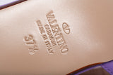 Authentic Valentino Purple Garavani Rockstud Calfskin Sandal with Straps Size 7.5