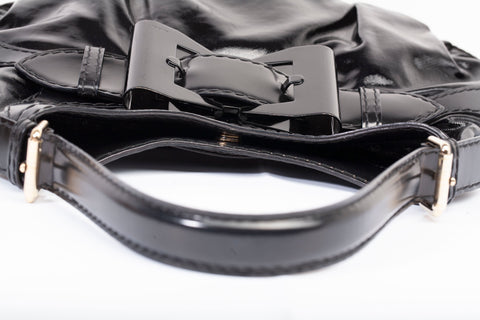 Authentic Black Gucci Dialux Queen Bow Hobo Bag