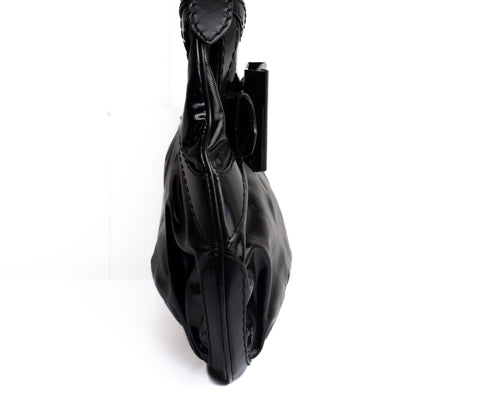 Authentic Black Gucci Dialux Queen Bow Hobo Bag