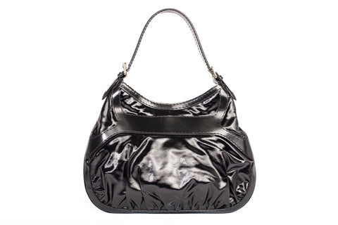 Authentic Black Gucci Dialux Queen Bow Hobo Bag