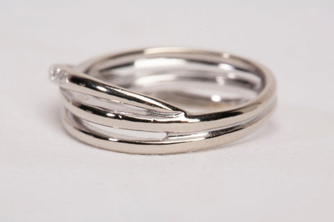 Ladies 14k White Gold Diamond Crossover Half Eternity Wedding Band Ring