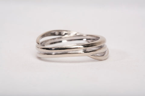 Ladies 14k White Gold Diamond Crossover Half Eternity Wedding Band Ring