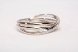 Ladies 14k White Gold Diamond Crossover Half Eternity Wedding Band Ring