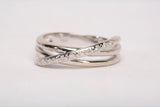Ladies 14k White Gold Diamond Crossover Half Eternity Wedding Band Ring