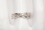 Ladies 14k White Gold Diamond Crossover Half Eternity Wedding Band Ring
