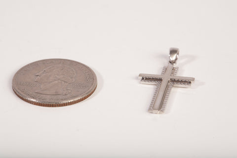Unisex 14k White Gold Cross Pendant