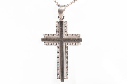 Unisex 14k White Gold Cross Pendant