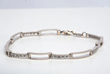 Ladies 14k White Gold Cubic Zirconia Link Bracelet Size 7