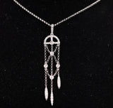 Ladies 18k White Gold Diamond Chandelier Pendant Necklace