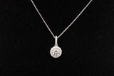 Ladies 14k White Gold .76 TCW Round Cut Diamond Dangle Adjustable Necklace