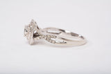 Ladies 10k White Gold Double Halo Diamond Cushion Frame Engagement Ring
