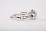 Ladies 10k White Gold Double Halo Diamond Cushion Frame Engagement Ring