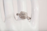 Ladies 10k White Gold Double Halo Diamond Cushion Frame Engagement Ring