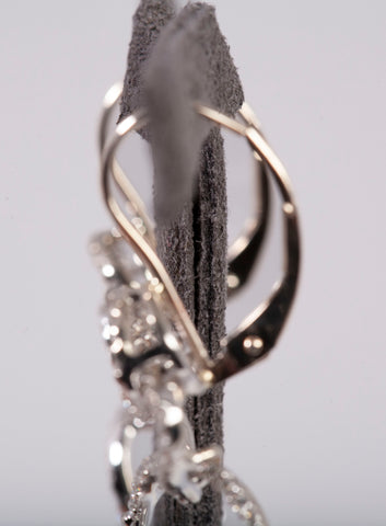 Ladies 14k White Gold 1.95TCW Diamond Heart Dangle Earrings