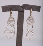 Ladies 14k White Gold 1.95TCW Diamond Heart Dangle Earrings