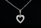 Ladies 14k White Gold Heart Diamond Necklace