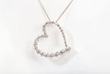 Ladies 14k White Gold Open Heart Diamond Necklace