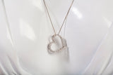 Ladies 14k White Gold Open Heart Diamond Necklace