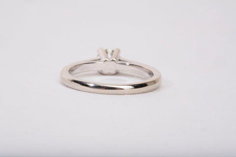 Ladies 14k White Gold Solitaire with Accent Diamond Engagement Ring