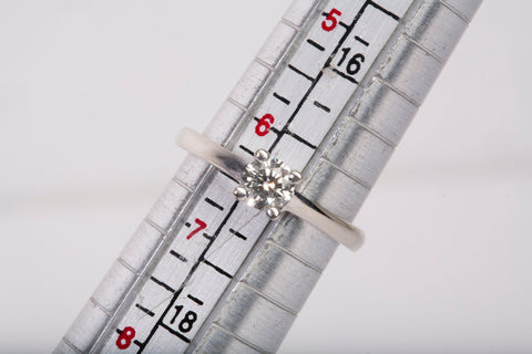 Ladies 14k White Gold Solitaire with Accent Diamond Engagement Ring