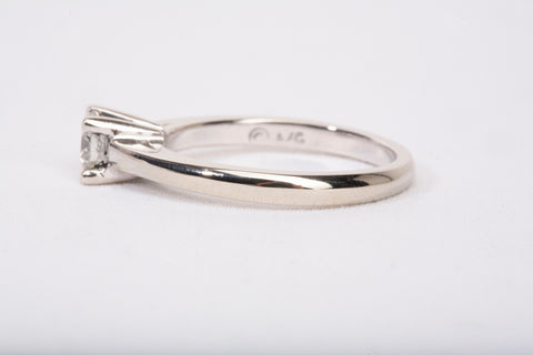 Ladies 14k White Gold Solitaire with Accent Diamond Engagement Ring