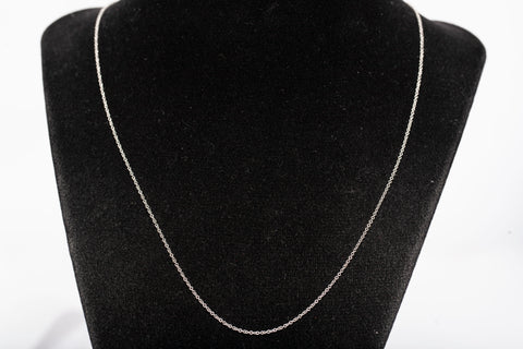 14k White Gold Dainty Cable Style Chain 19"