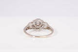 Antique 14k White Gold European Cut Diamond Filigree Ring