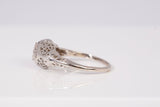 Antique 14k White Gold European Cut Diamond Filigree Ring