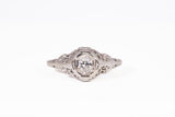 Antique 14k White Gold European Cut Diamond Filigree Ring