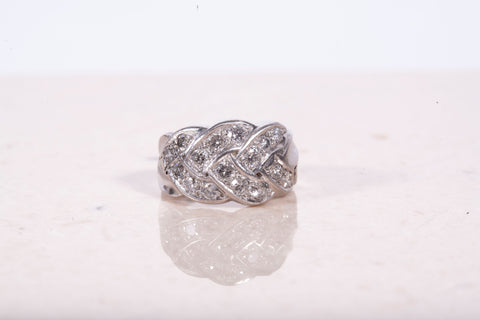 Ladies .900 Platinum .80TCW Wide Round Cut Diamond Band