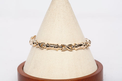 14k Yellow Gold Criss-Cross Heart Detail Bracelet