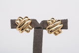 Ladies 14k Yellow Gold Double Criss Cross Earrings
