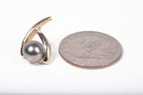 Ladies 14k Two-Tone Gold Tahitian Pearl Stud Earrings