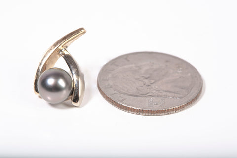 Ladies 14k Two-Tone Gold Tahitian Pearl Stud Earrings